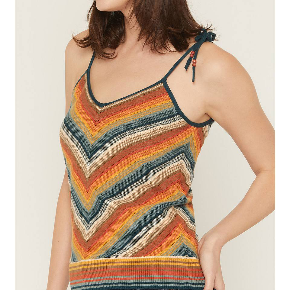 Chevron Striped Knit Spaghetti Strap Tank Top