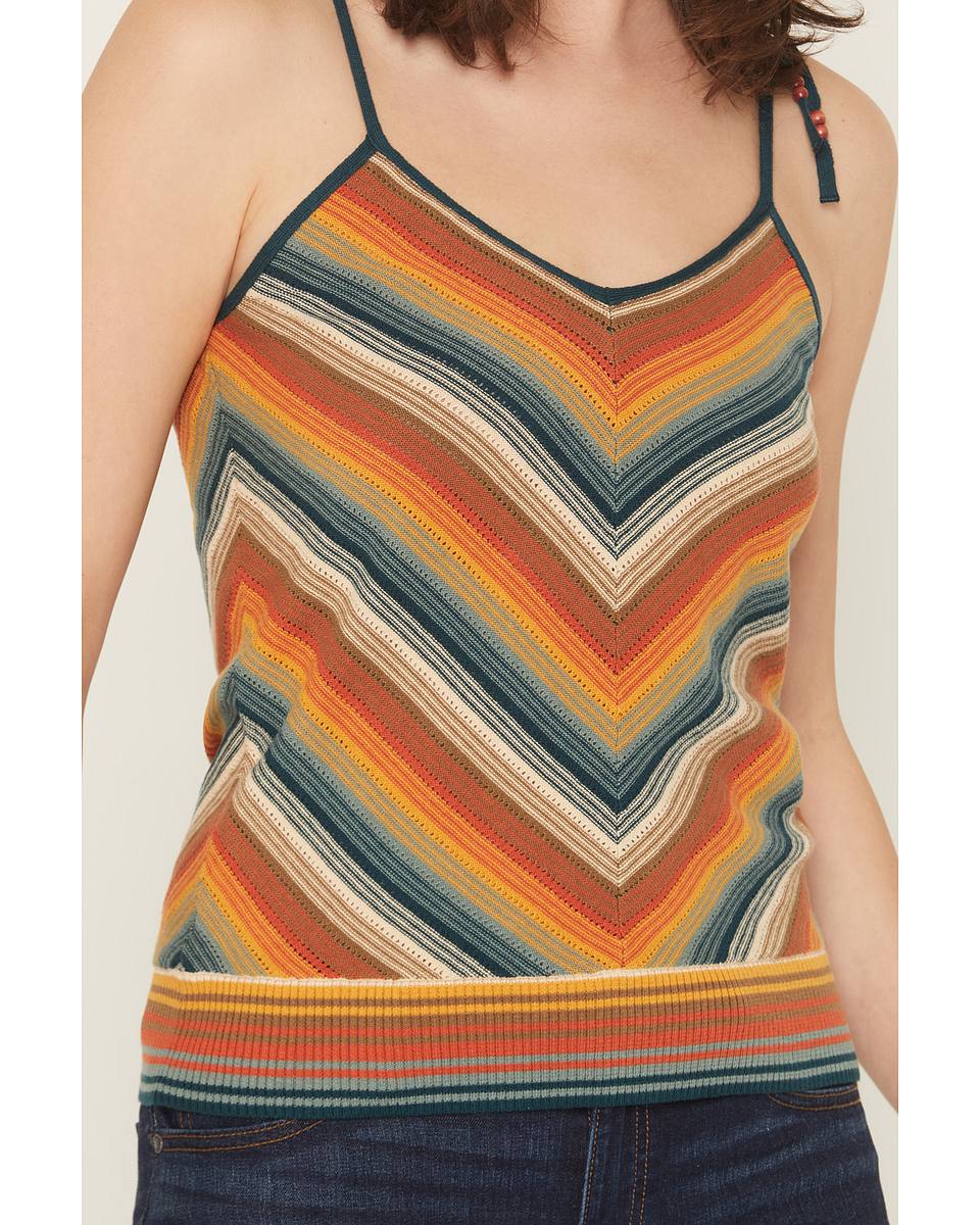 Chevron Striped Knit Spaghetti Strap Tank Top