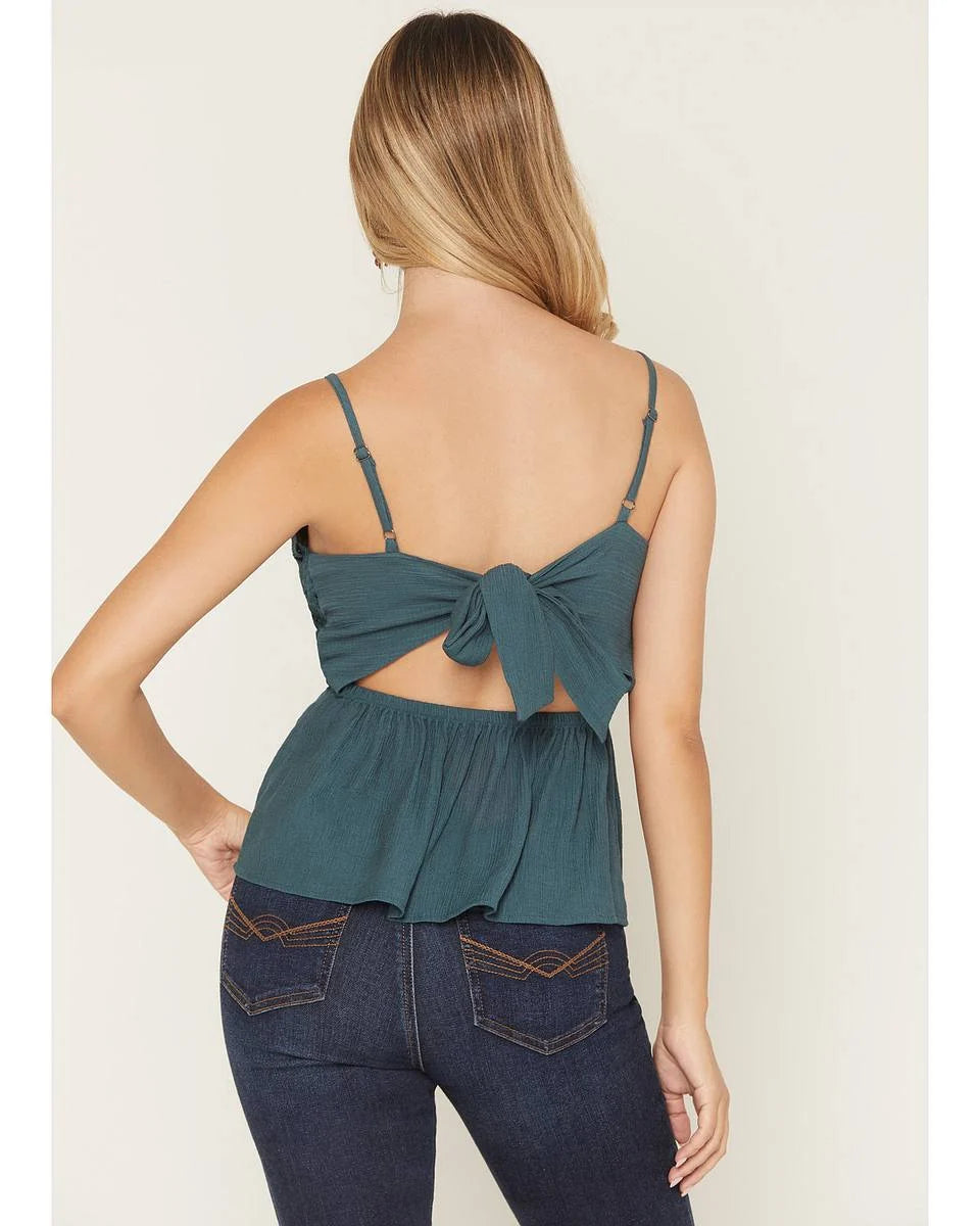 Crochet Lace Peplum Spaghetti Strap Top