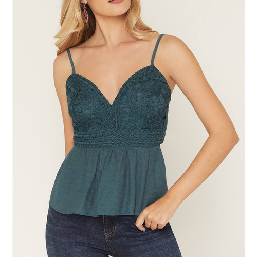 Crochet Lace Peplum Spaghetti Strap Top
